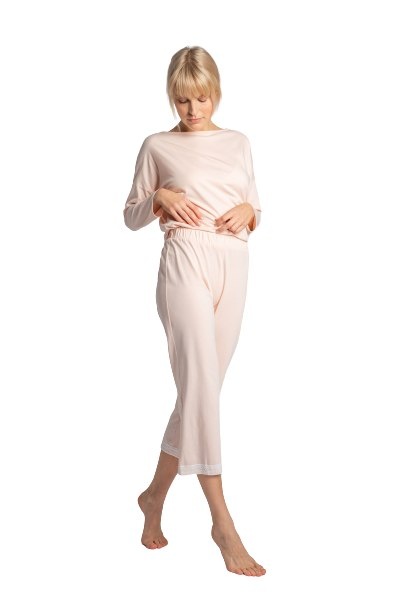 Spodnie Damskie - Od Piżamy Bawełniane - brzoskwiniowe